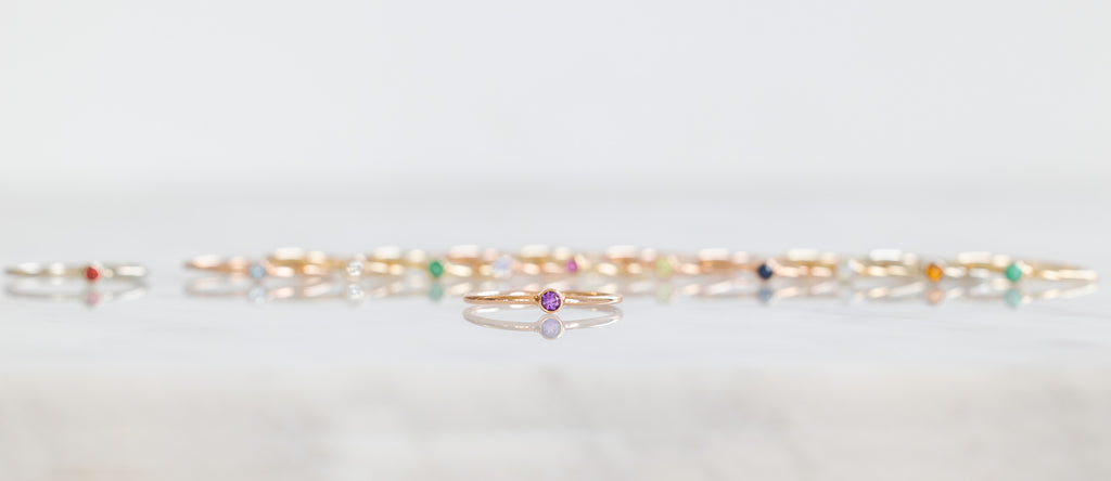 Amethyst Birthstone Stacker Ring 