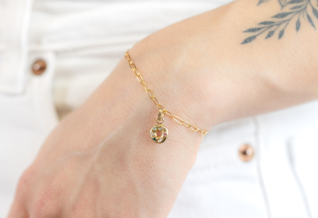 The Donut Charm on Bracelet Chain on Model