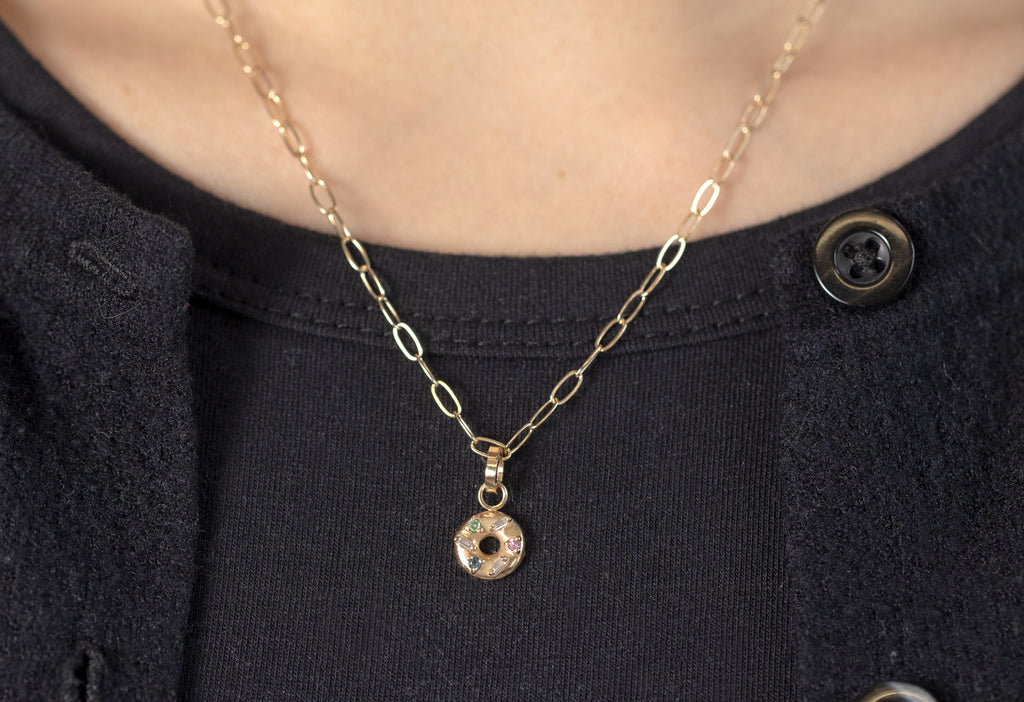 The Donut Charm on Chain on Model