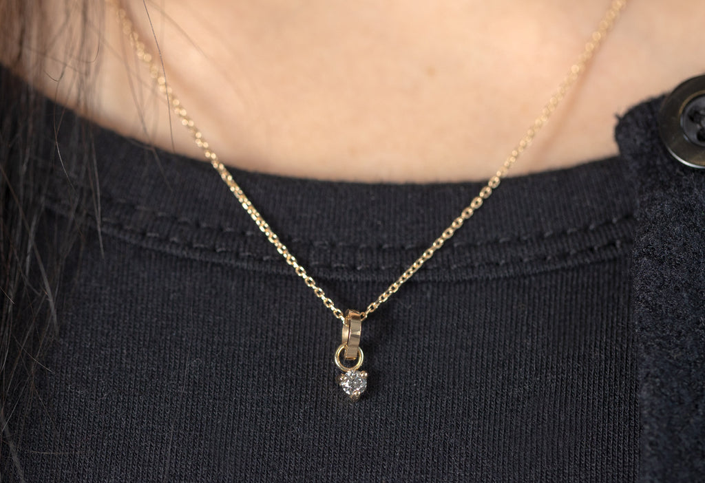 10k Yellow Gold Diamond Birthstone Charm on Charm Necklace on Model