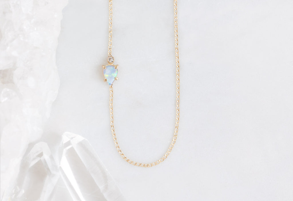 Asymmetrical Opal + Diamond Necklace