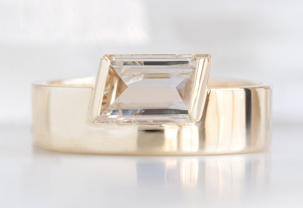 Alexis Russell Engagement Rings The Cigar Band with a .89ct Geometric Champagne Diamond