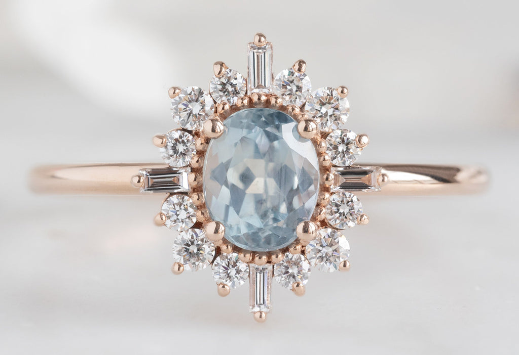 Alexis Russell Engagement Rings The Compass Ring with a .87ct Oval-Cut Montana Sapphire