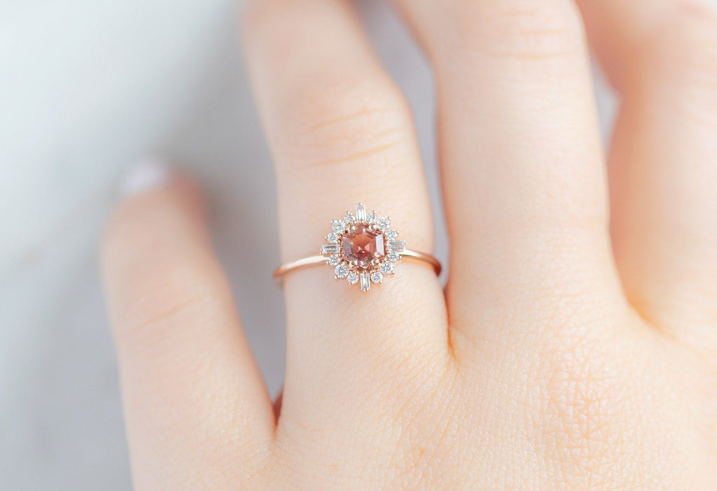 Alexis Russell Engagement Rings The Compass Ring with a .37ct Hexagon-Cut Sunstone