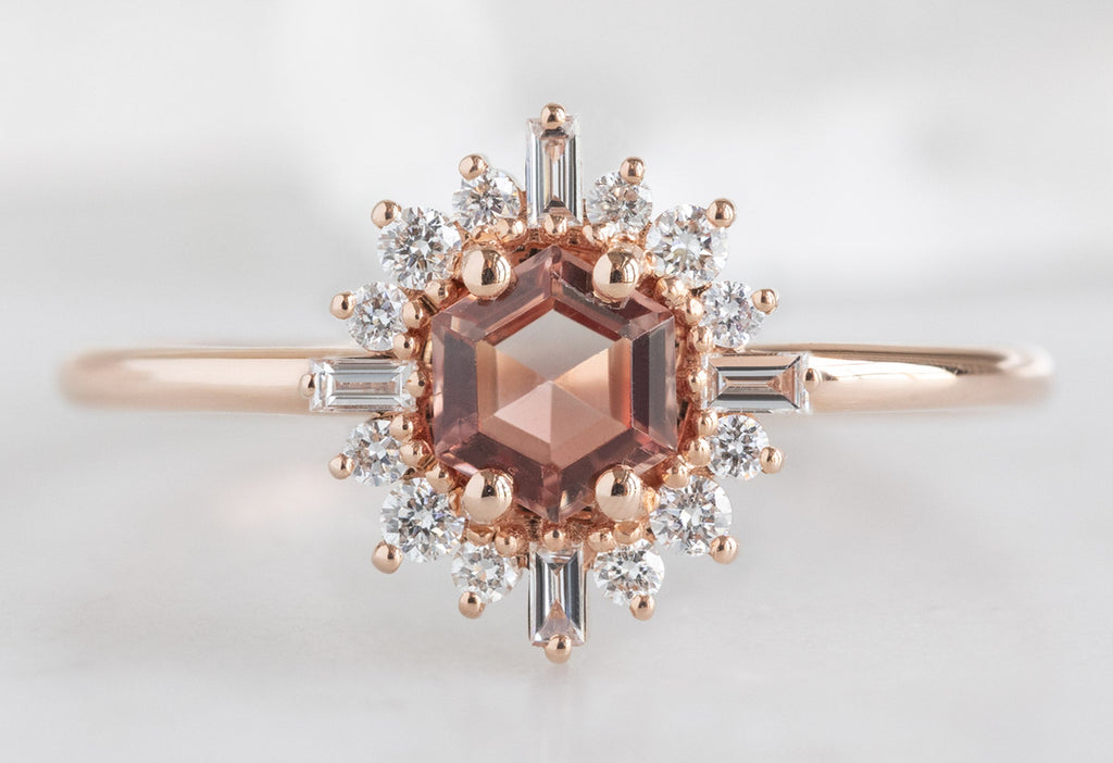 Alexis Russell Engagement Rings The Compass Ring with a .37ct Hexagon-Cut Sunstone