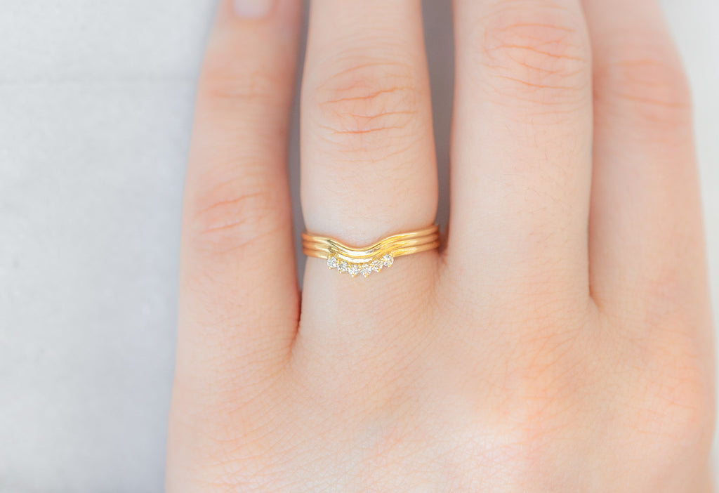 Custom Trio Pavé Arc Stacking Ring on Model