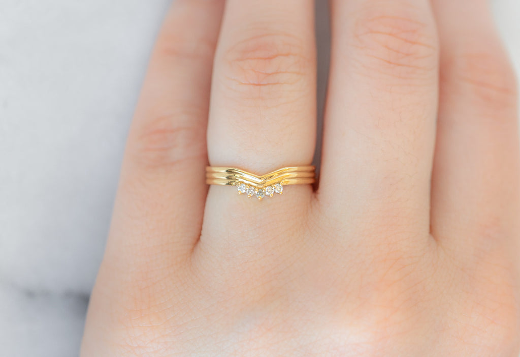 Custom Trio Pavé Peak Stacking Ring on Model