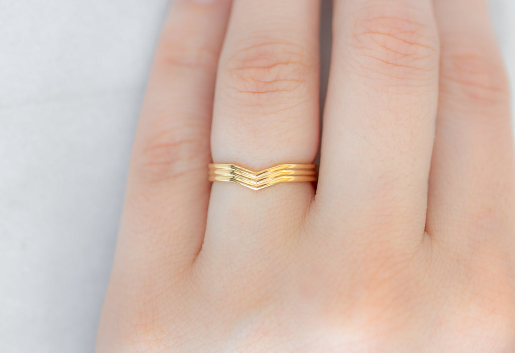 Custom Trio Peak Stacking Ring on Model