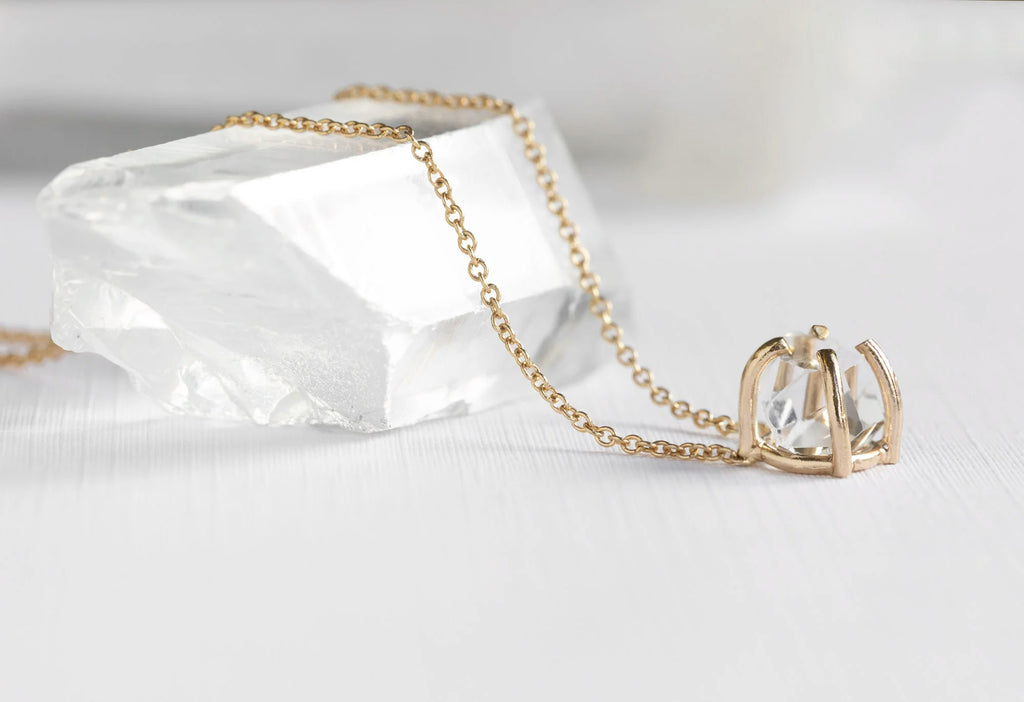 Herkimer Diamond Necklace-Yellow Gold Filled