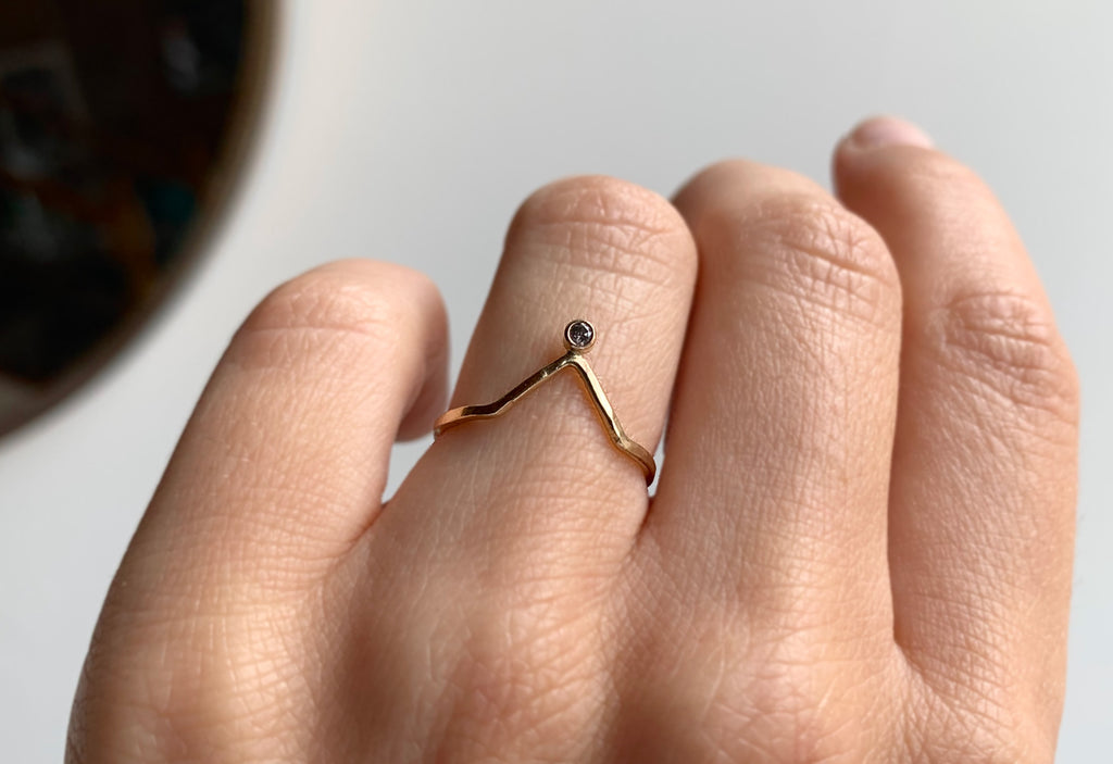 Horizon Crown Stacking Ring on Model