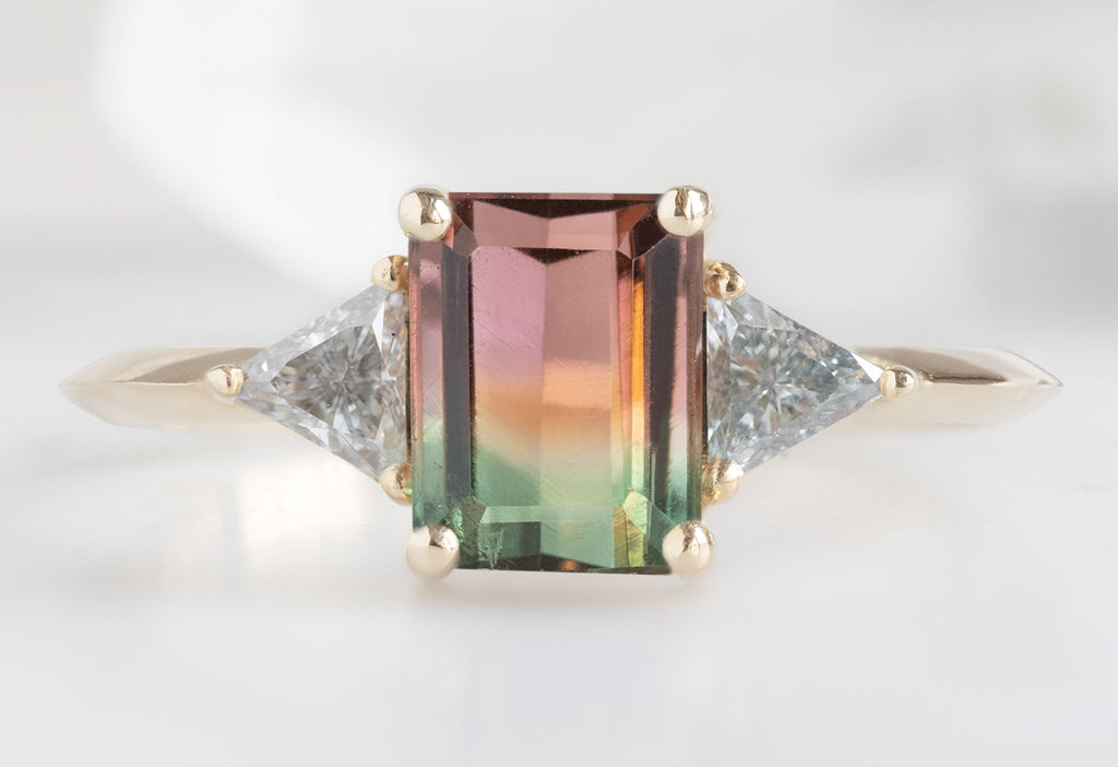 Alexis Russell Engagement Rings The Jade Ring with a .96ct Emerald-Cut Watermelon Tourmaline