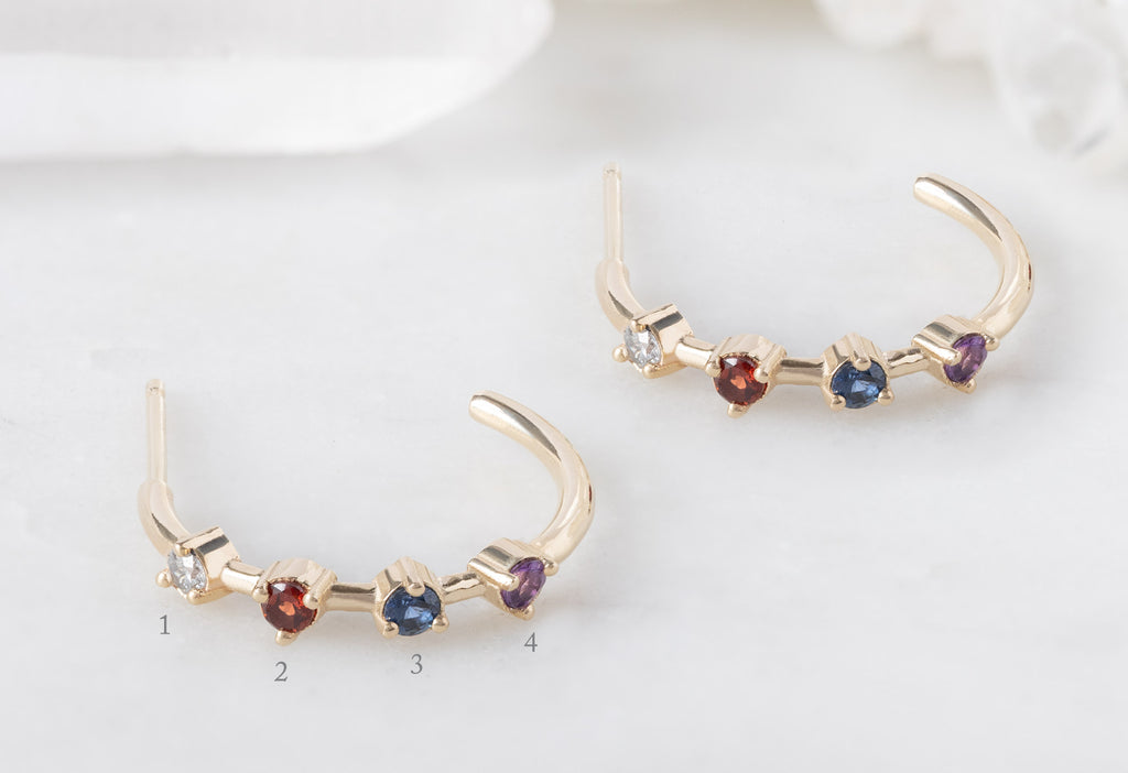 Custom Multi-Birthstone Hoops four stone option