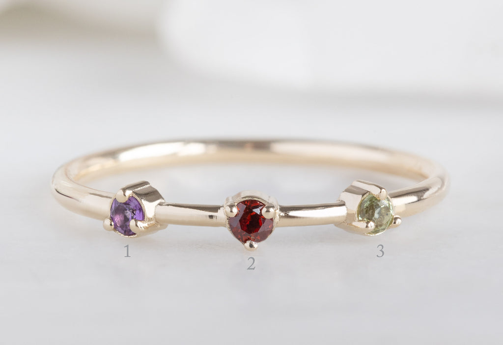 Custom Multi-Birthstone Ring Three Option Labeled