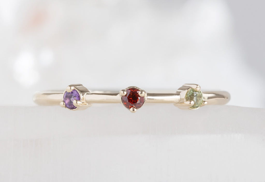 Custom Multi-Birthstone Ring Three Stone Option on Crystal