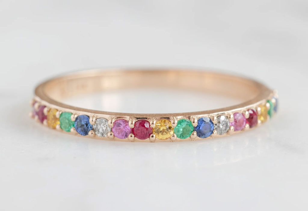 Pavé Rainbow Eternity Band-14k Rose Gold