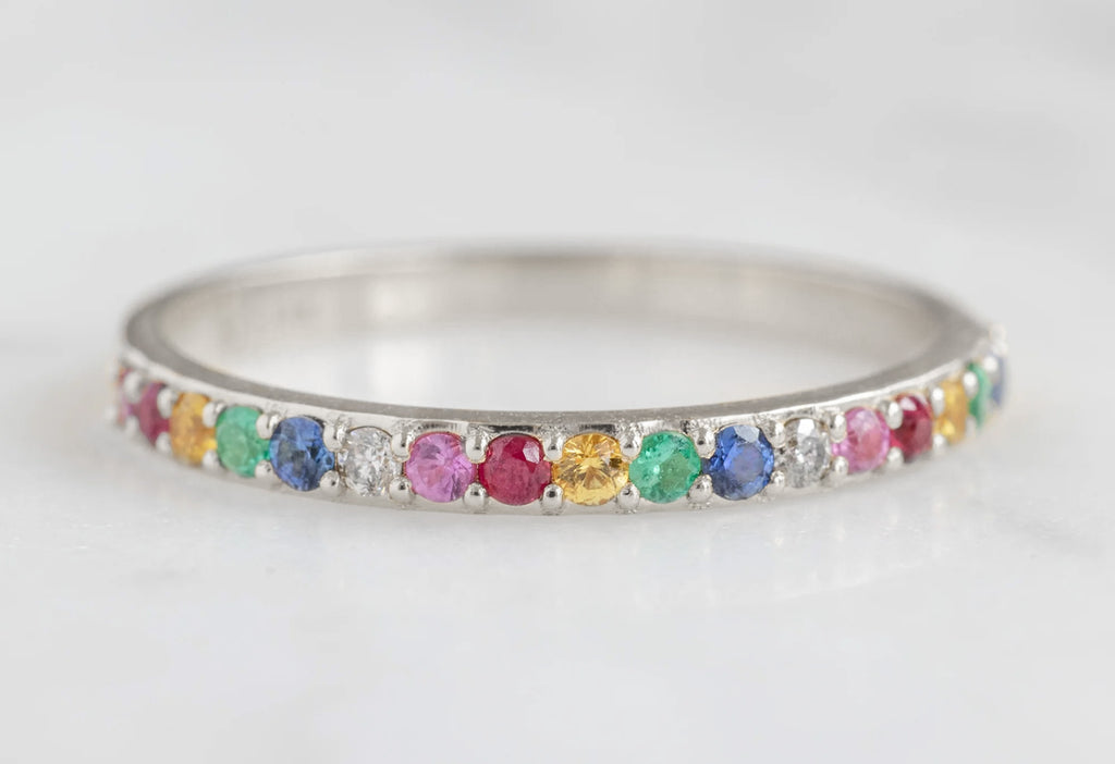 Pavé Rainbow Eternity Band-14k White Gold