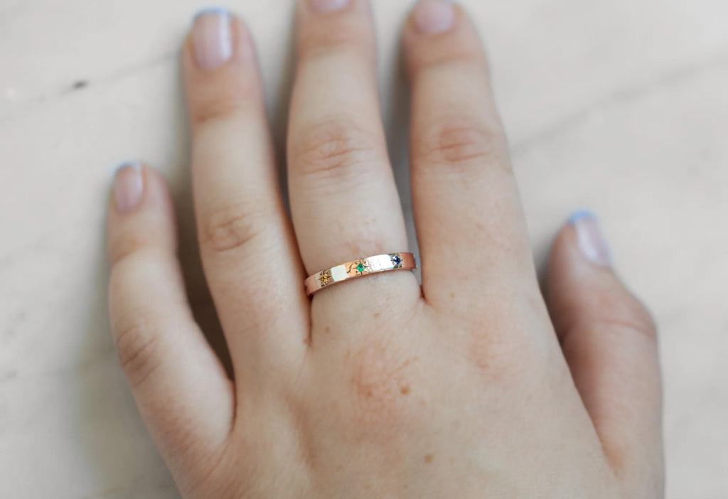 Rainbow Star Setting Band-14k Rose Gold