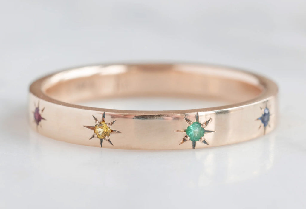 Rainbow Star Setting Band-14k Rose Gold