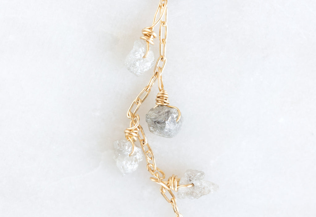 Rough Diamond Cascade Necklace Close Up