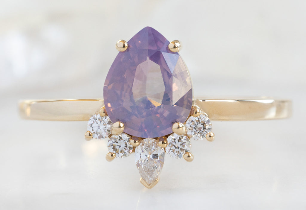 The Aster Ring with a Pear-Cut Orchid Sapphire