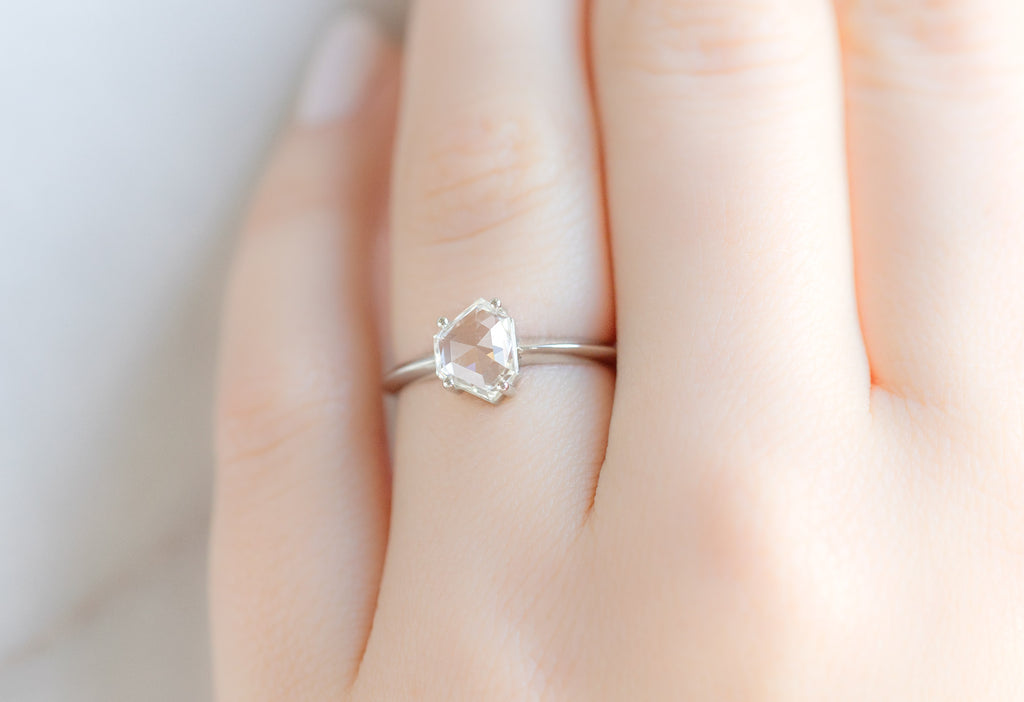 The Bryn Ring with a Geometric White Diamond on Model