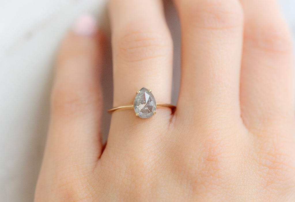 The Bryn Ring with a Rose-Cut Icy-White Diamond on Model