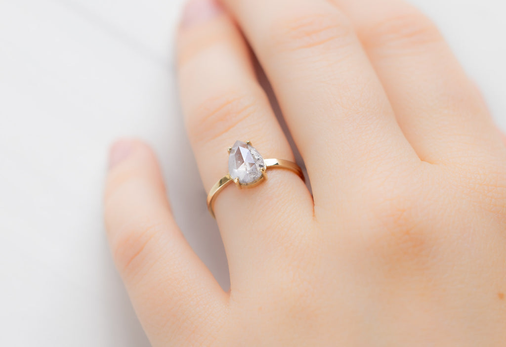 The Bryn Ring with a Rose-Cut Salt and Pepper Diamond on Model