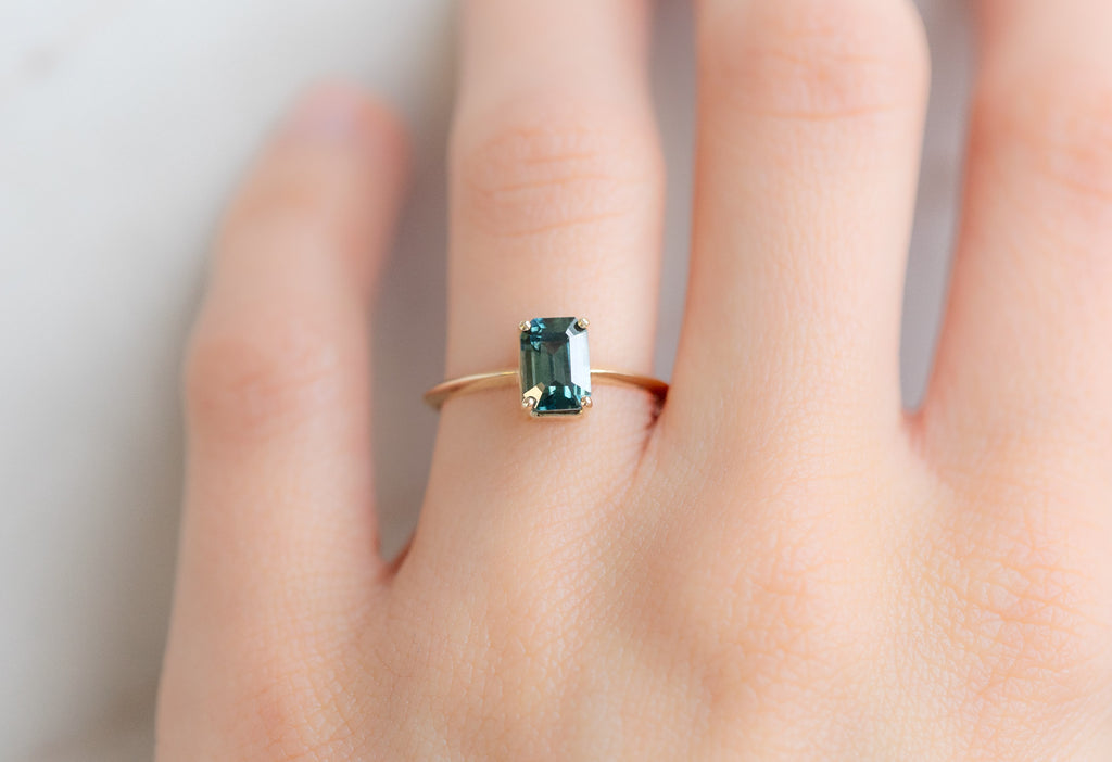 Alexis Russell Engagement Rings The Bryn Ring with a 1.37ct Emerald-Cut Sapphire