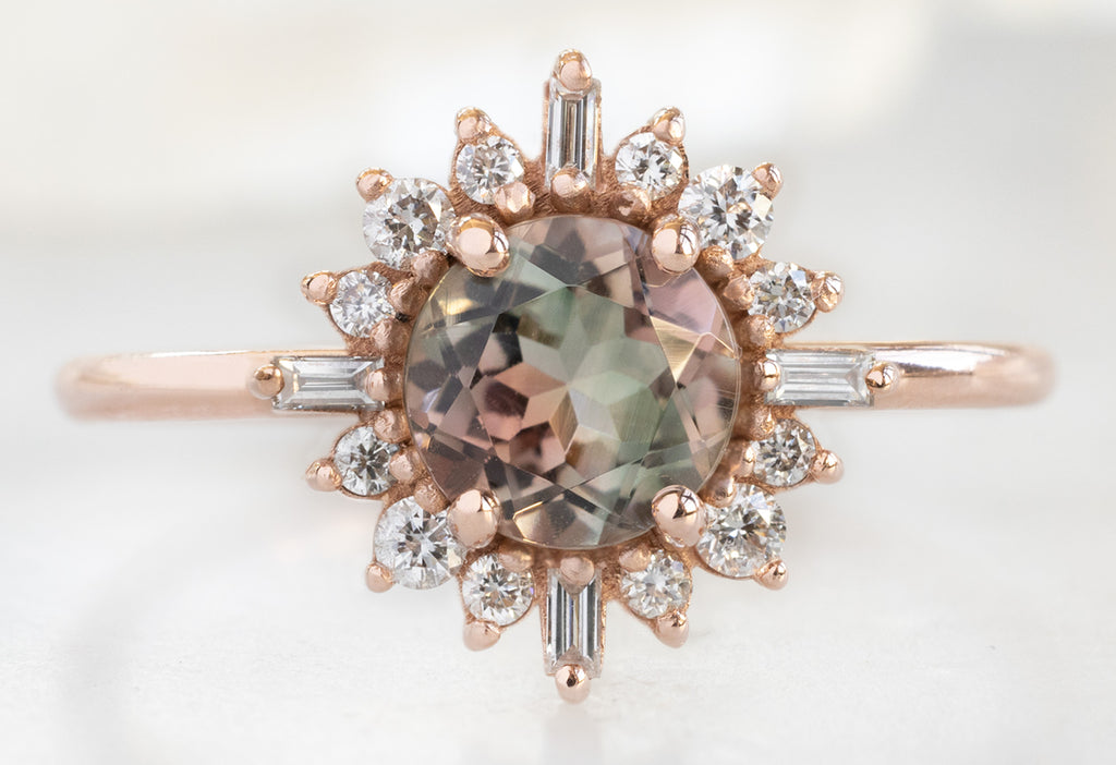 The Compass Ring with a Round Bicolor Tourmaline