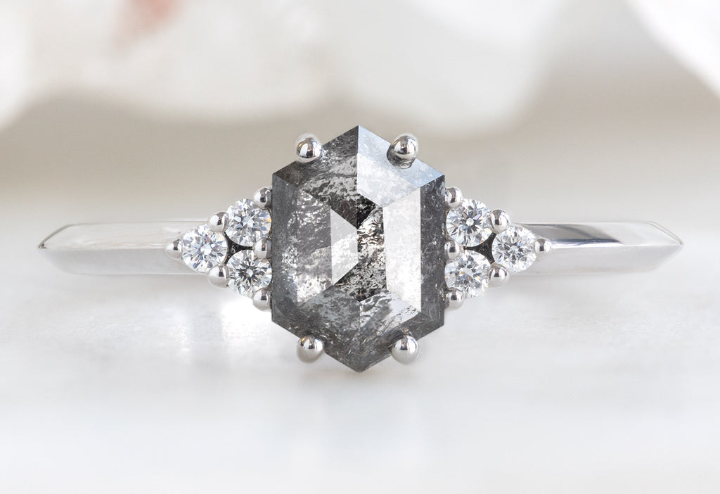 The Ivy Ring with a Black Hexagon Diamond