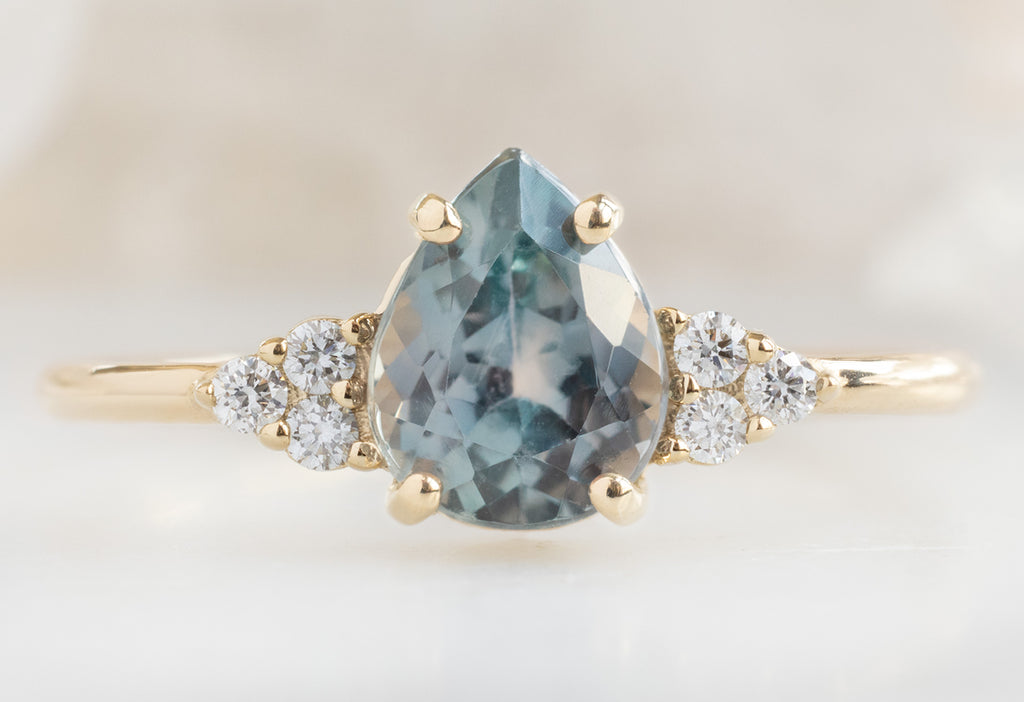 The Ivy Ring with a Pear-Cut Montana Sapphire