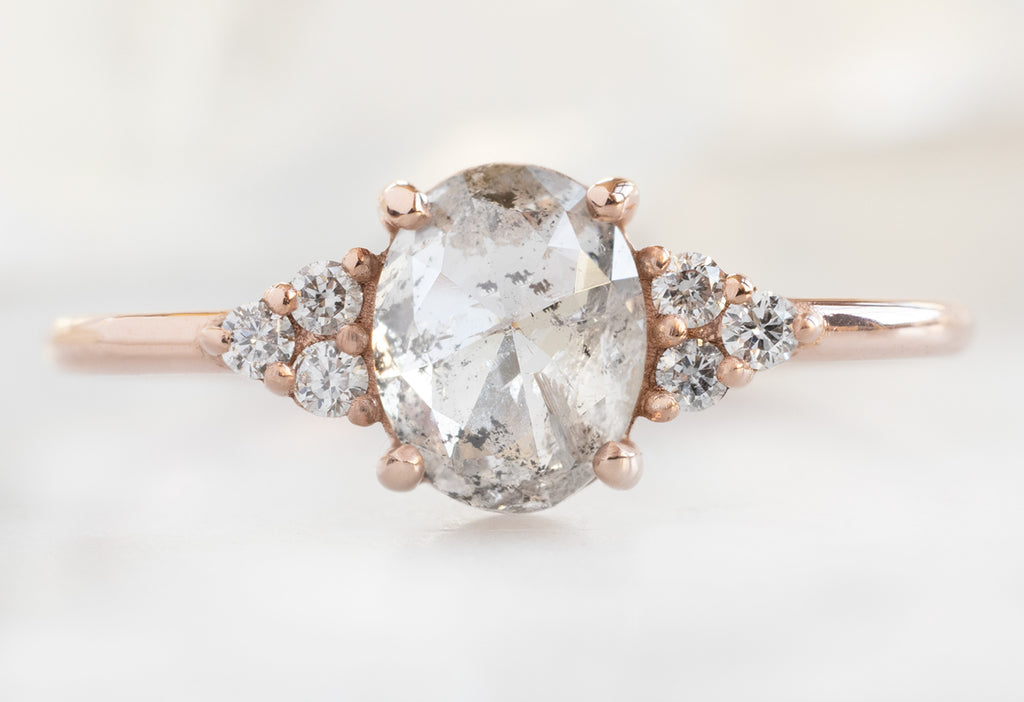 The Ivy Ring with an Oval-Cut Salt and Pepper Diamond