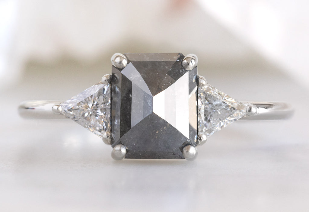 The Jade Ring with an Emerald-Cut Black Diamond