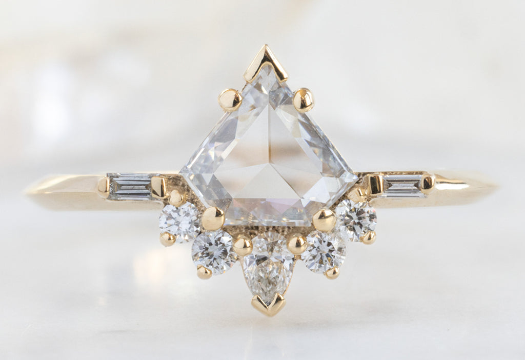 The Posy Ring with a Shield-Cut White Diamond