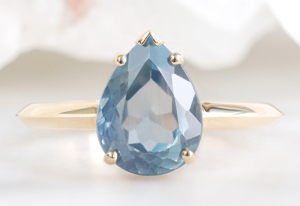 The Sage Ring with a Pear-Cut Montana Sapphire