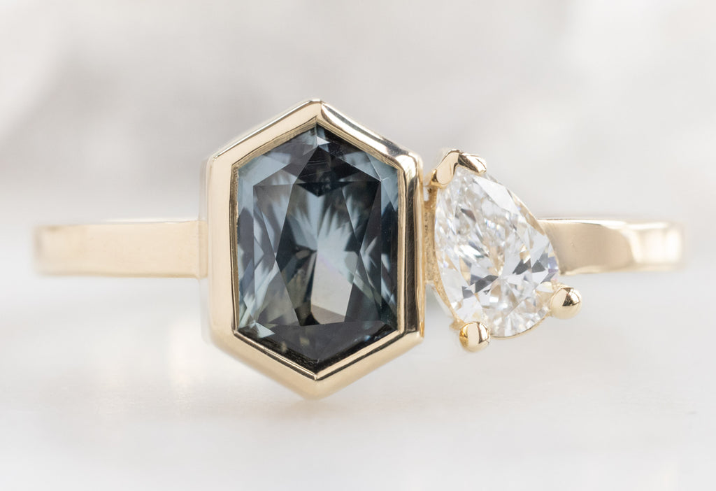 The You & Me Ring with a Sapphire + White Diamond