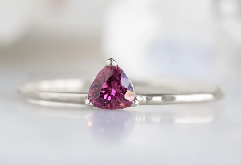 Pink Garnet Crown Ring-14k White Gold