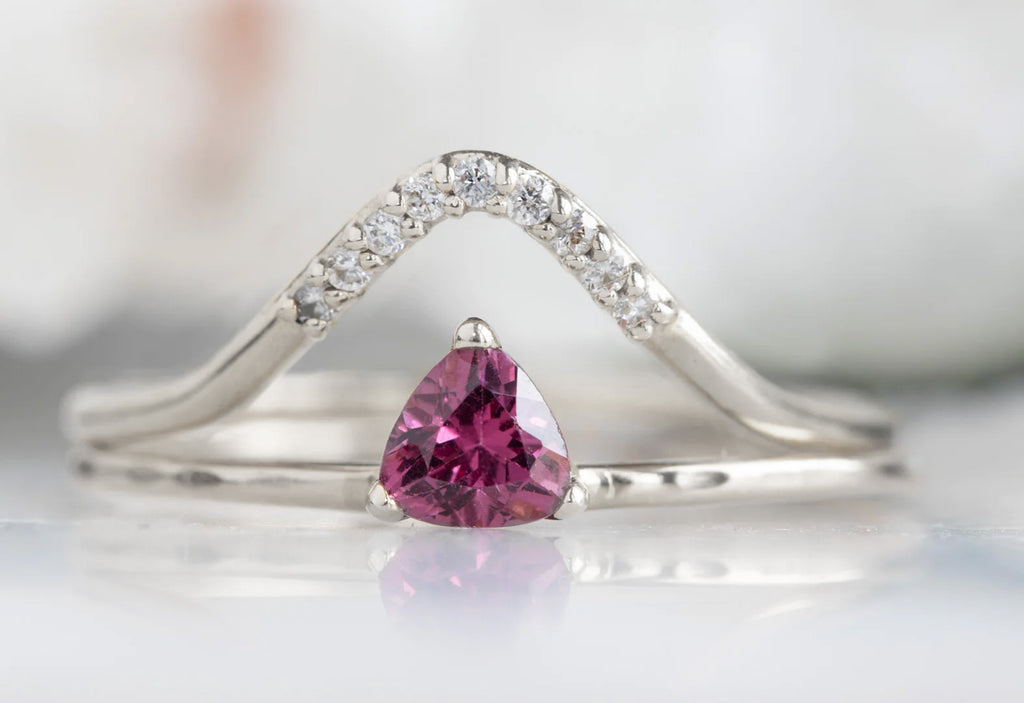 Pink Garnet Crown Ring-14k White Gold