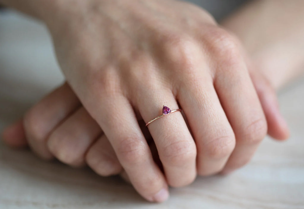 Pink Garnet Crown Ring-14k Rose Gold