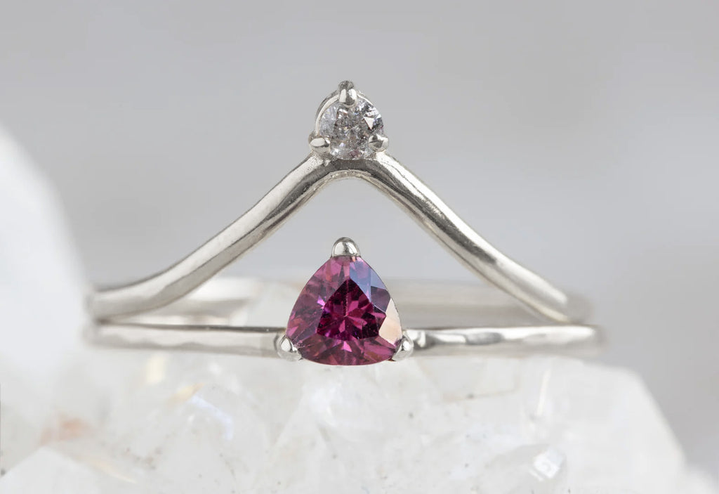 Pink Garnet Crown Ring-14k White Gold