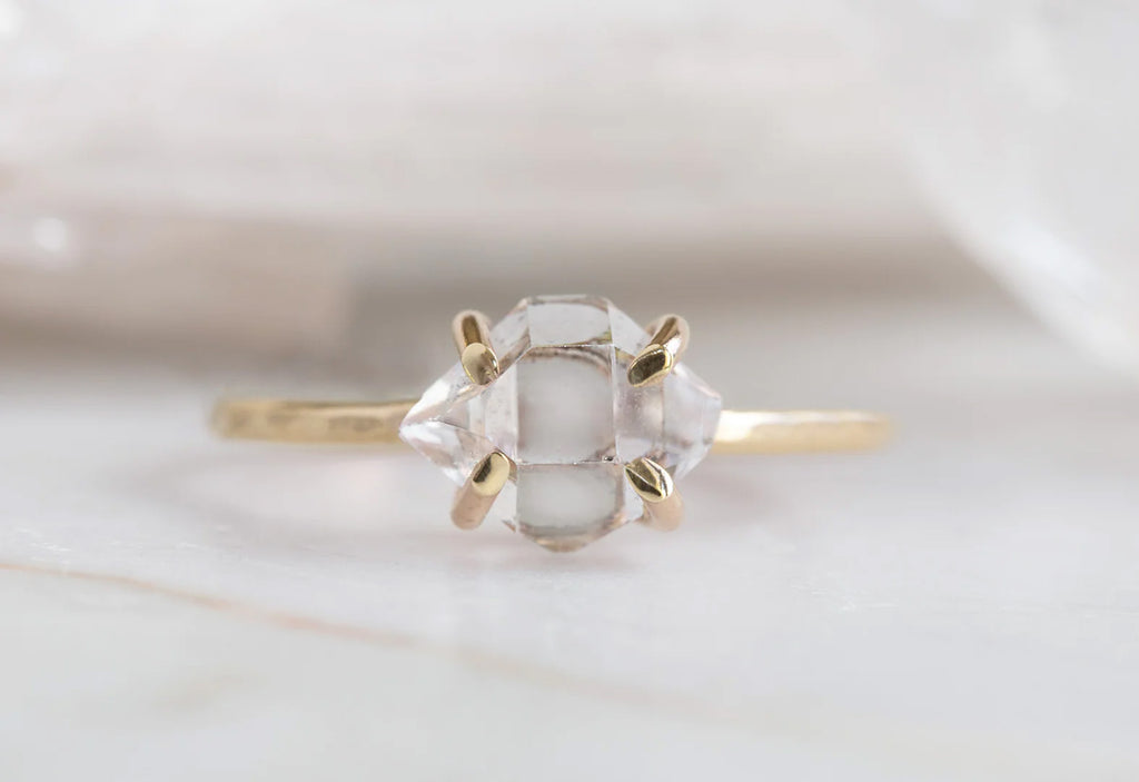 Herkimer Diamond Ring-Yellow Gold Filled