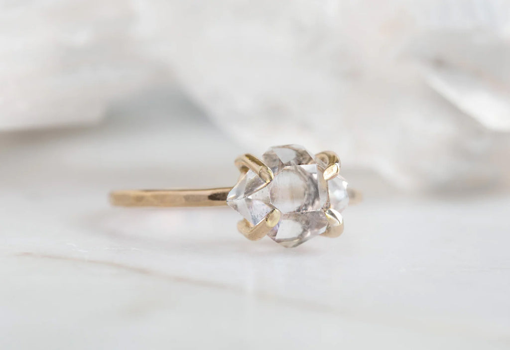 Herkimer Diamond Ring-Yellow Gold Filled