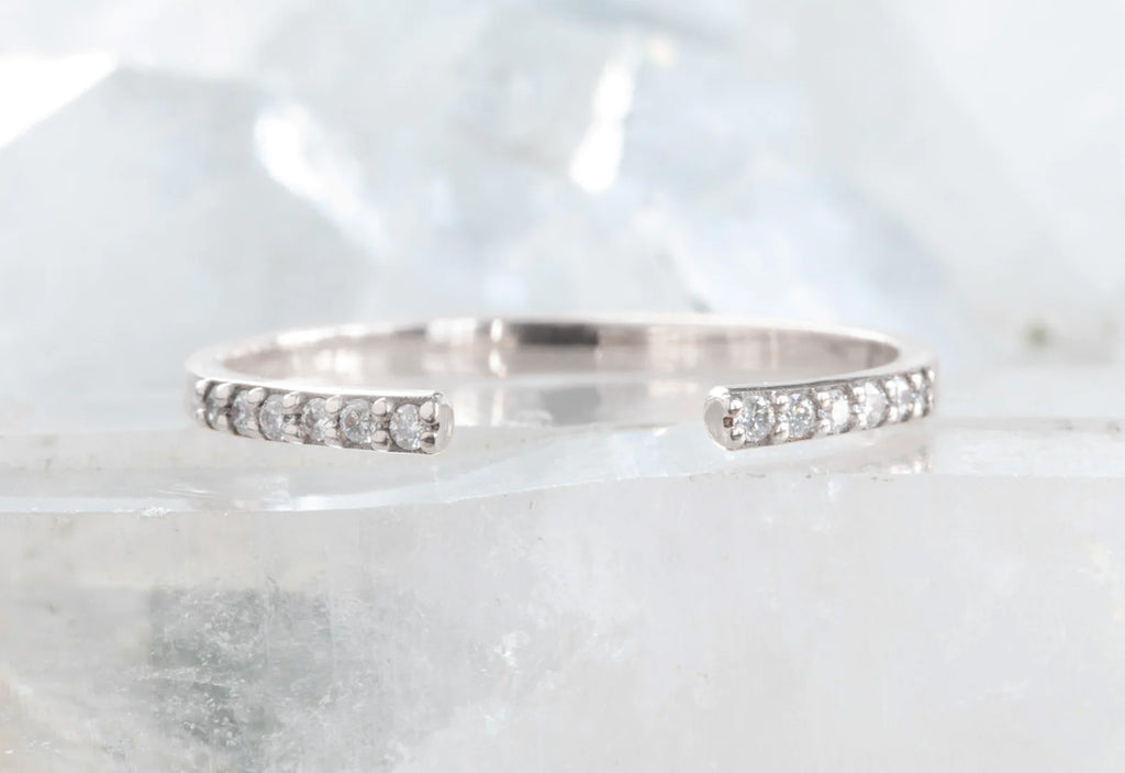 Open Cuff Pavé Diamond Band-14k White Gold