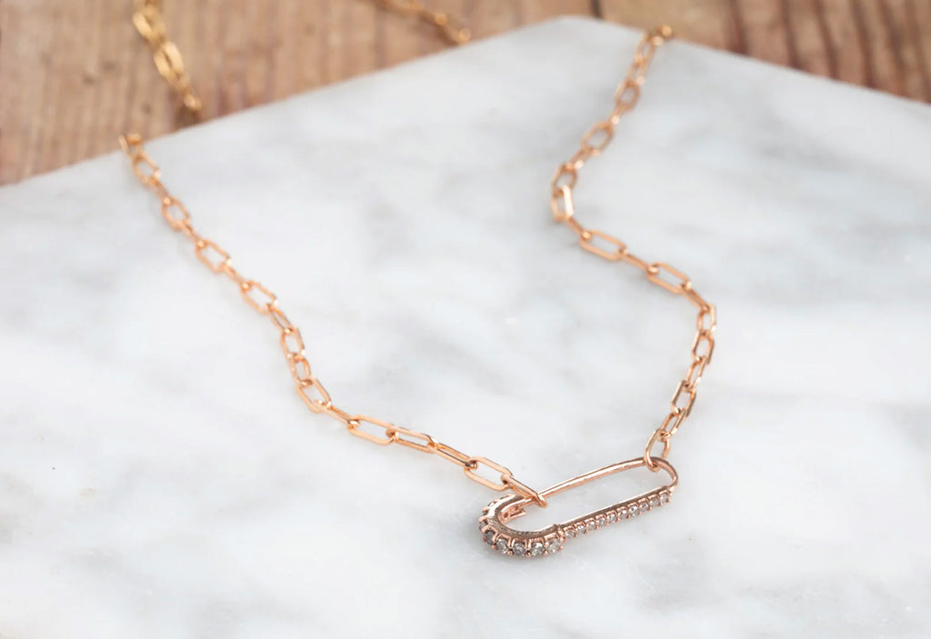 Pavé Diamond Pin Necklace