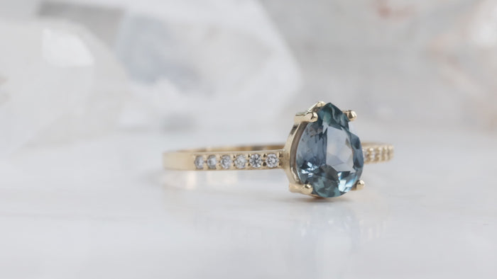 The Willow Ring with a Pear-Cut Montana Sapphire