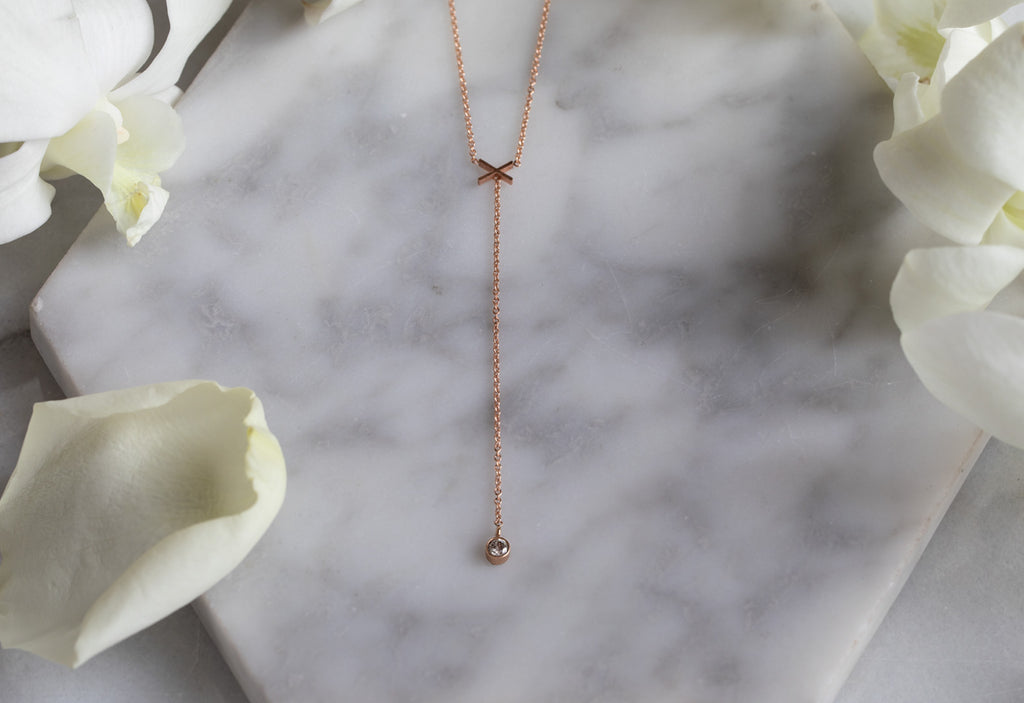 'XO' Diamond Lariat Necklace