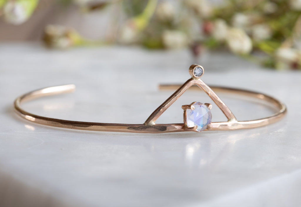 Moonstone + Diamond Crown Bracelet