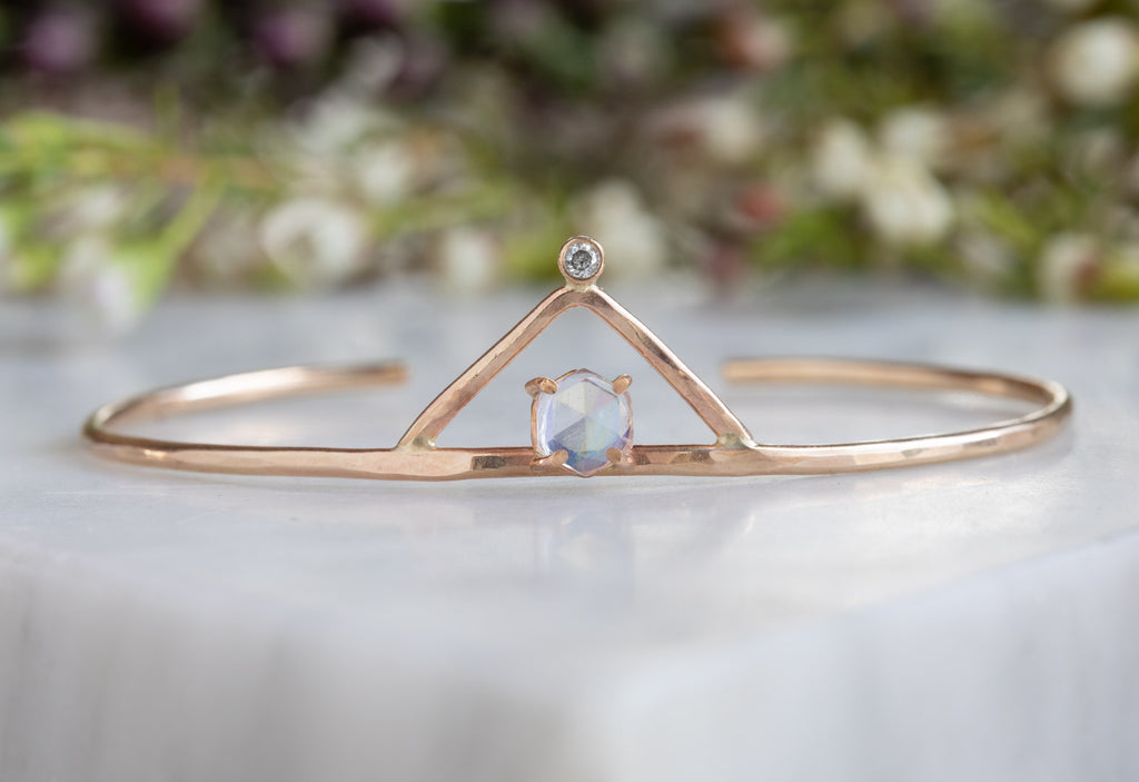 Moonstone + Diamond Crown Bracelet