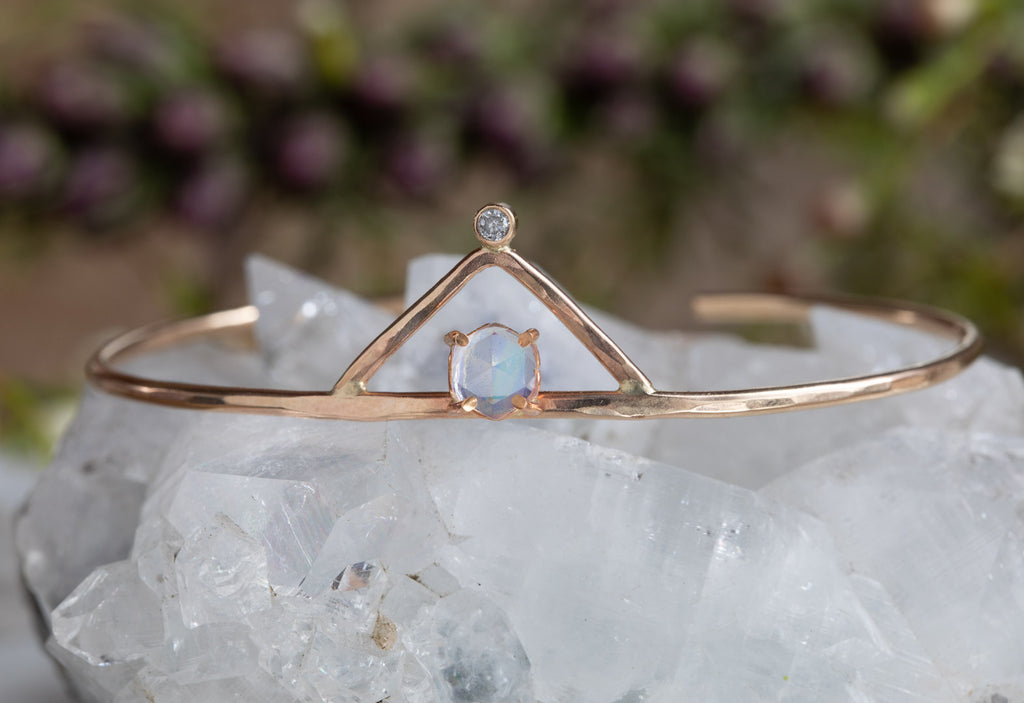 Moonstone + Diamond Crown Bracelet