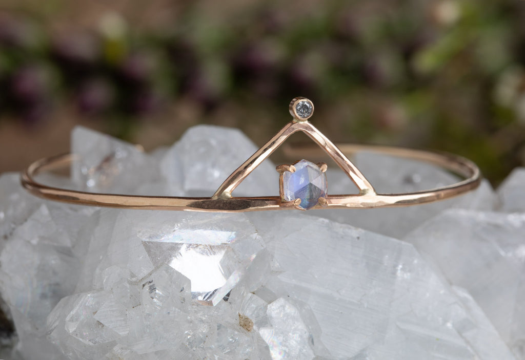 Moonstone + Diamond Crown Bracelet